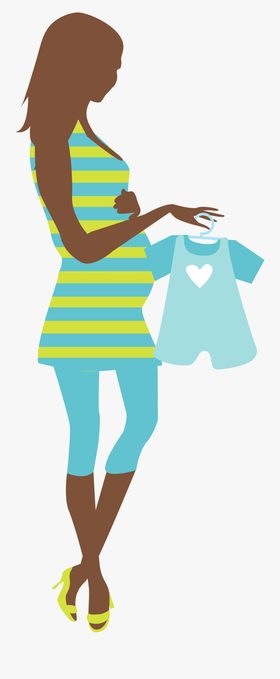 Cute Pregnant Woman Silhouette Clip Art - Pregnant Women Baby Shower Invite, Transparent Clipart