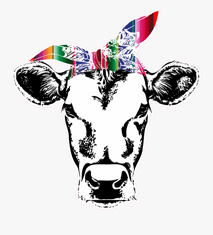 Transparent Cows Clipart - Cow Head With Bandana Svg, Transparent Clipart