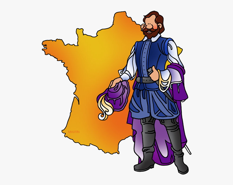 Champlain And Map Of France - Cartoon, Transparent Clipart