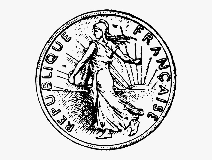 Franc France Gold Coin People Transparent Png Images - France Clip Art Black And White, Transparent Clipart