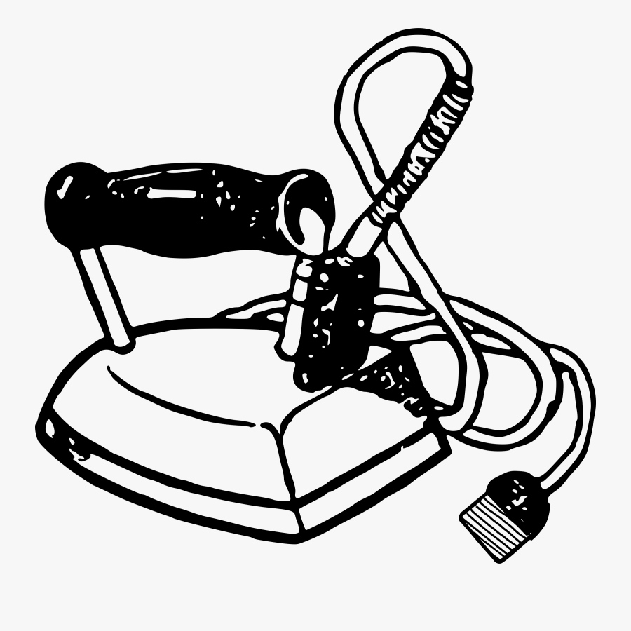 Electric Iron Black And White Clipart, Transparent Clipart