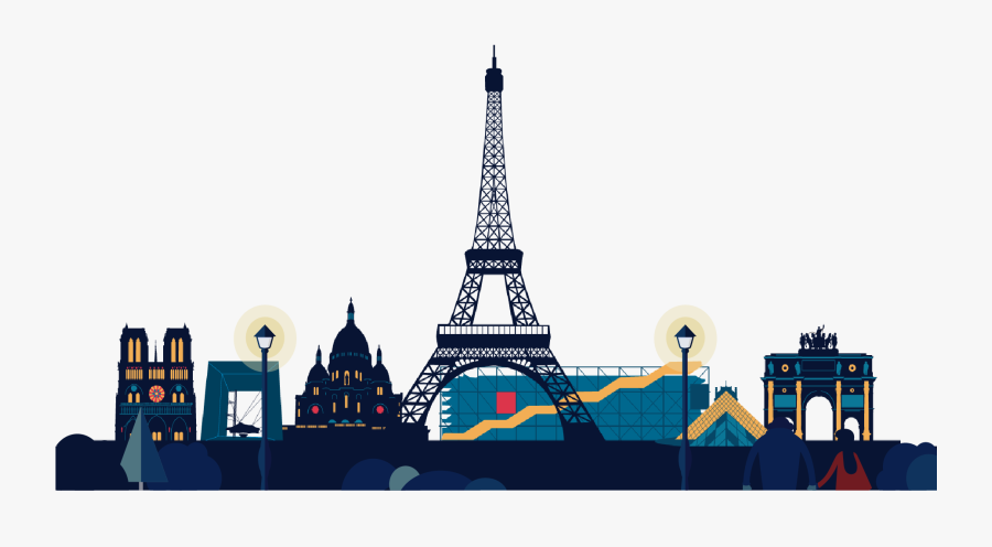 Clip Art Vexel Paris City Lights - Paris Landmark Cartoon Png, Transparent Clipart