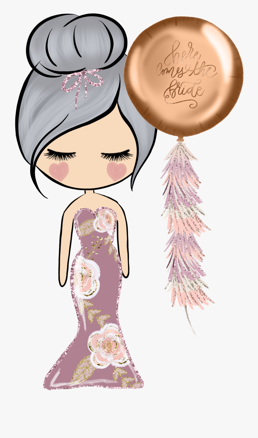 Pretty Dolls Clipart Bridesmaid - Illustration, Transparent Clipart