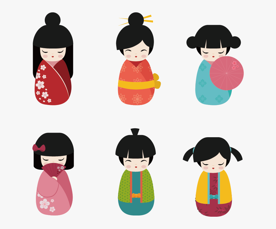 Cartoon Kokeshi Japanese Dolls Hq Image Free Png Clipart - Cross Stitch Pattern Japanese, Transparent Clipart