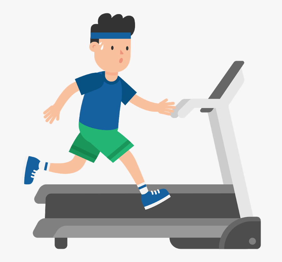 File Man On A - Running On Treadmill Cartoon , Free Transparent Clipart