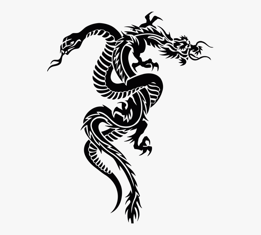 Xenodermus Snakes Dragon Free Clipart Hd Clipart - Tribal Dragon And Snake Tattoo, Transparent Clipart
