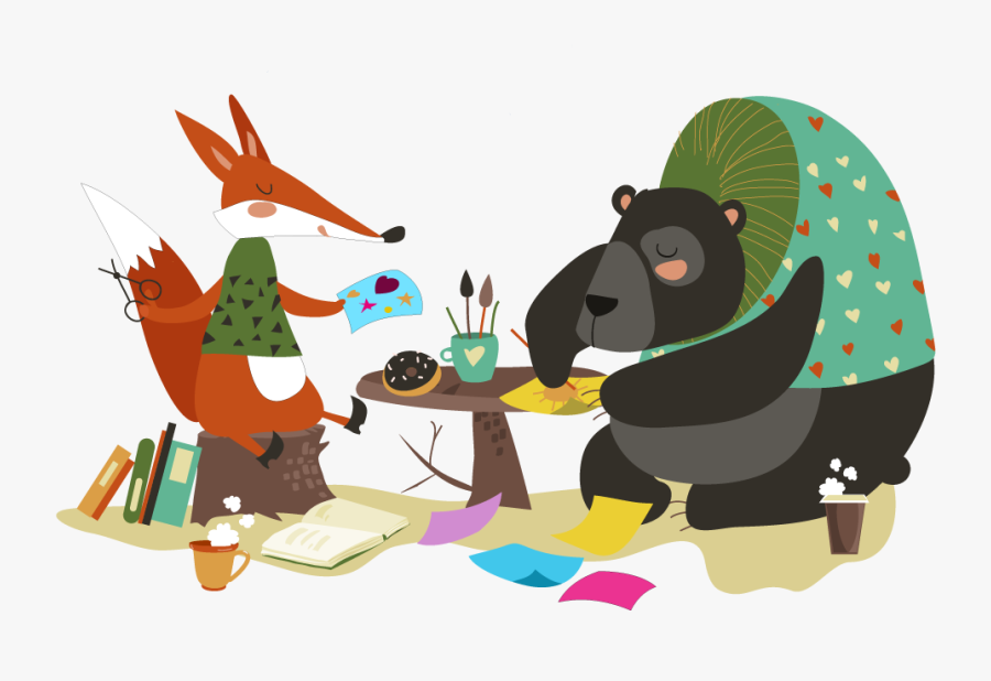 Kids Day The Cutting - Медведь И Лиса Любовь, Transparent Clipart