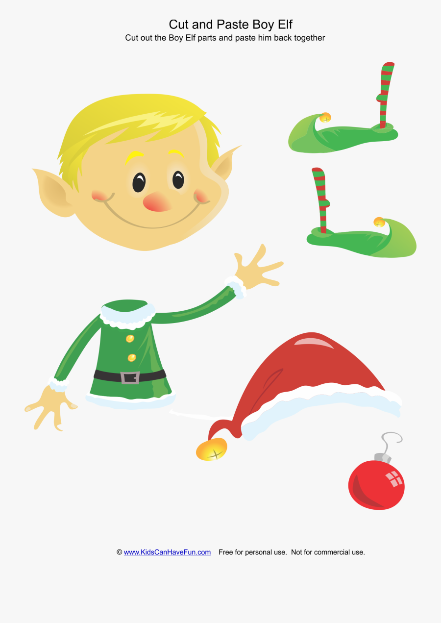 Christmas Boy Elf Activity - Christmas Elf Cut And Paste, Transparent Clipart