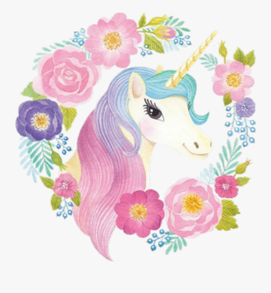 Unicorn Horn Flowers Bright - Water Color Unicorn Png, Transparent Clipart