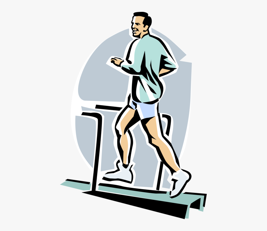 Clip Art Free Stock Jogger Running On Vector Image - Man Working On Treadmill, Transparent Clipart