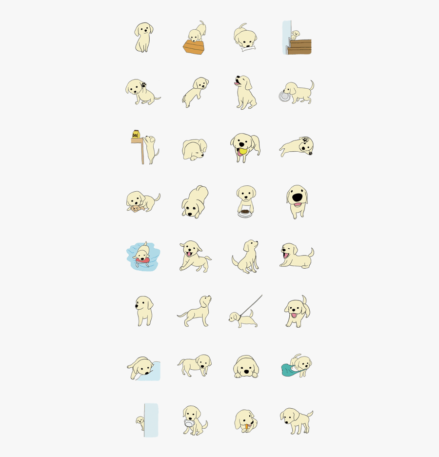 Golden Retriever Puppy Stickers - Cartoon, Transparent Clipart