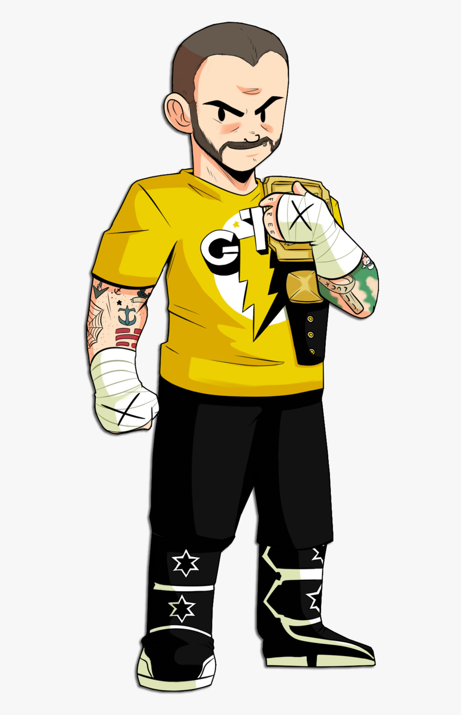 Cm Punk Cartoon Png - Wwe Wrestle In Cartoon, Transparent Clipart