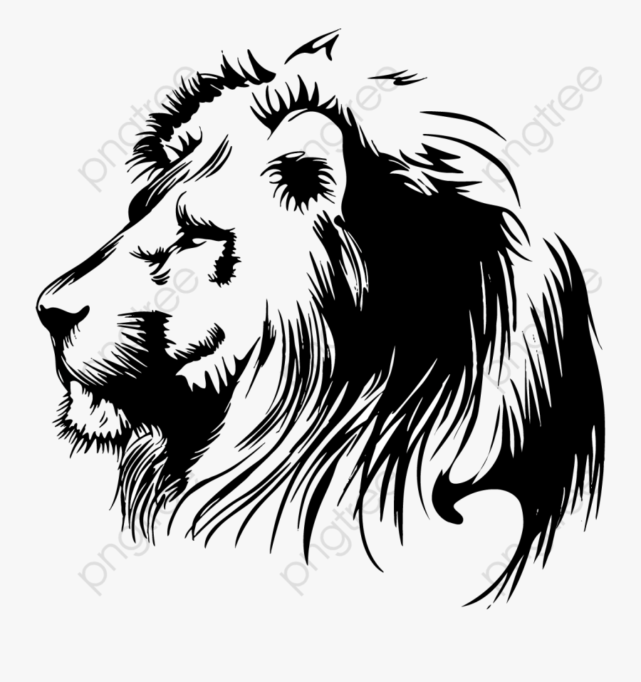 Painted Lion - Black And White Vector, Transparent Clipart
