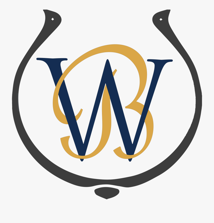 Bw Monogram Horse Shoe 300dpi Blue Gold Gray - Calligraphy, Transparent Clipart