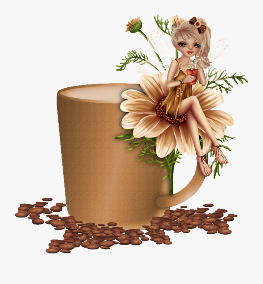 Fairy Cute Brown Flower Flowers Nature Cup Mug Beans - Tubes Zezete2 Centerblog, Transparent Clipart