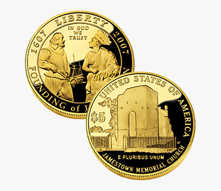 2007-w $5 Jamestown Commemorative Proof Gold Coin - Coin, Transparent Clipart