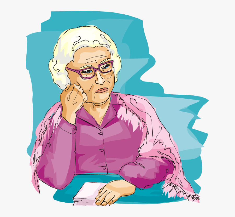 Grandmother Clipart Old Lady - Sad Old Woman Illustration, Transparent Clipart