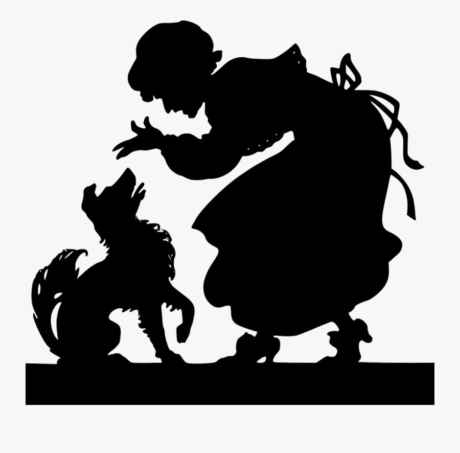 Dog With Old Lady Clipart Black, Transparent Clipart