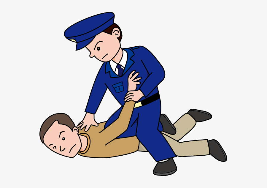 Cop Arrest Clipart - Cartoon Cop Arresting Someone, Transparent Clipart