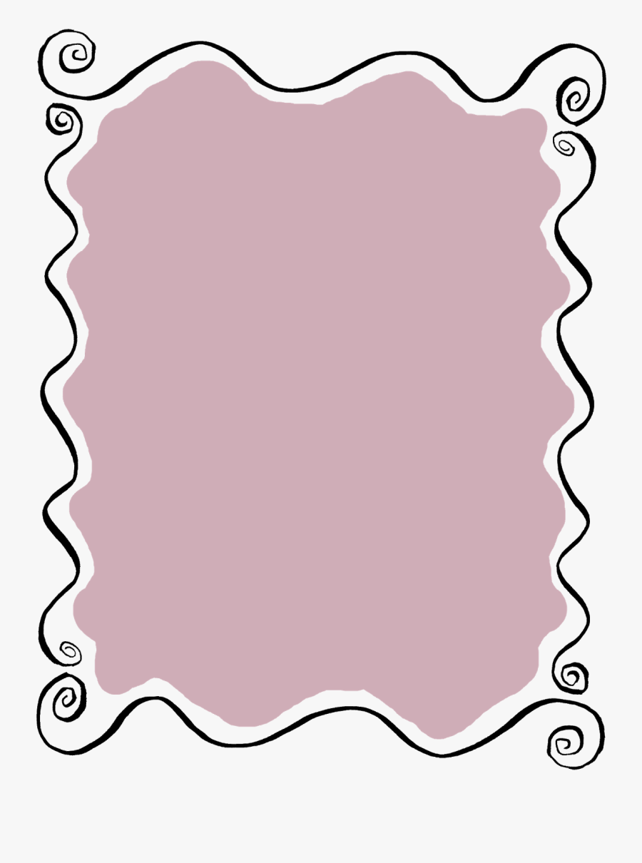 Label Frame Wavy Hand Drawn Line Art Doodle Digital - Transparent Background Swirl Border, Transparent Clipart