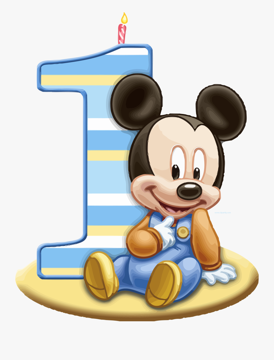 Mickey One Png Clipartly - Mickey Mouse 1st Birthday Candle, Transparent Clipart