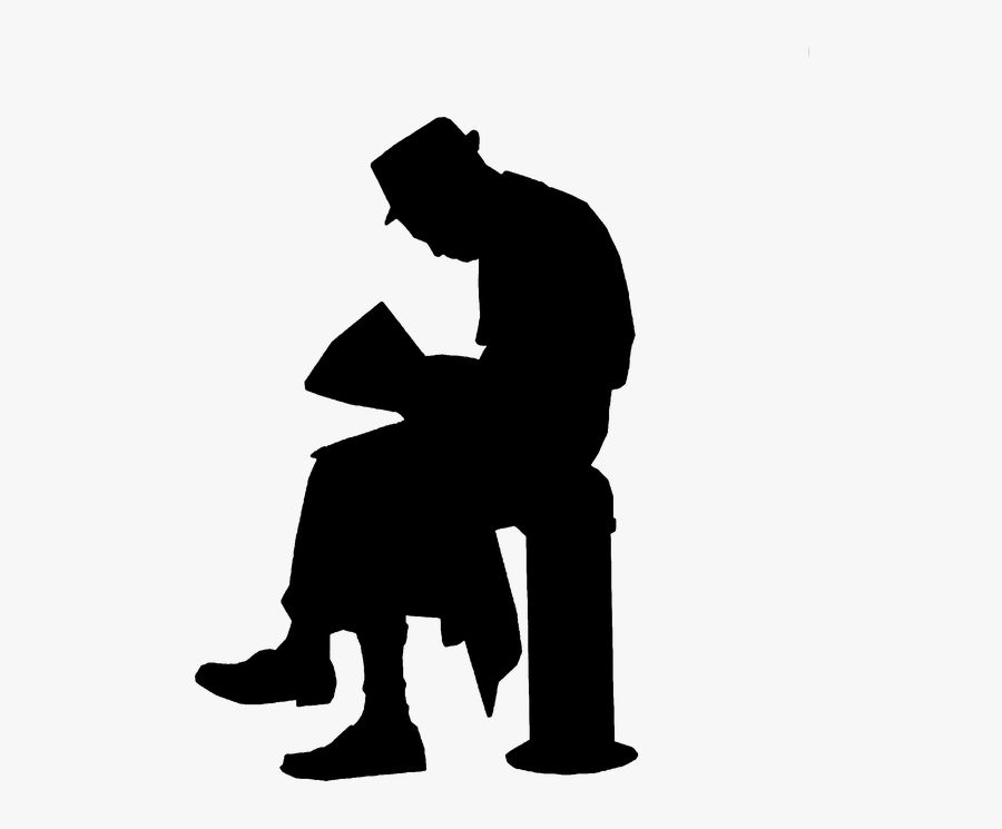 Old Clipart Orang Tua - Old Man Reading Silhouette, Transparent Clipart