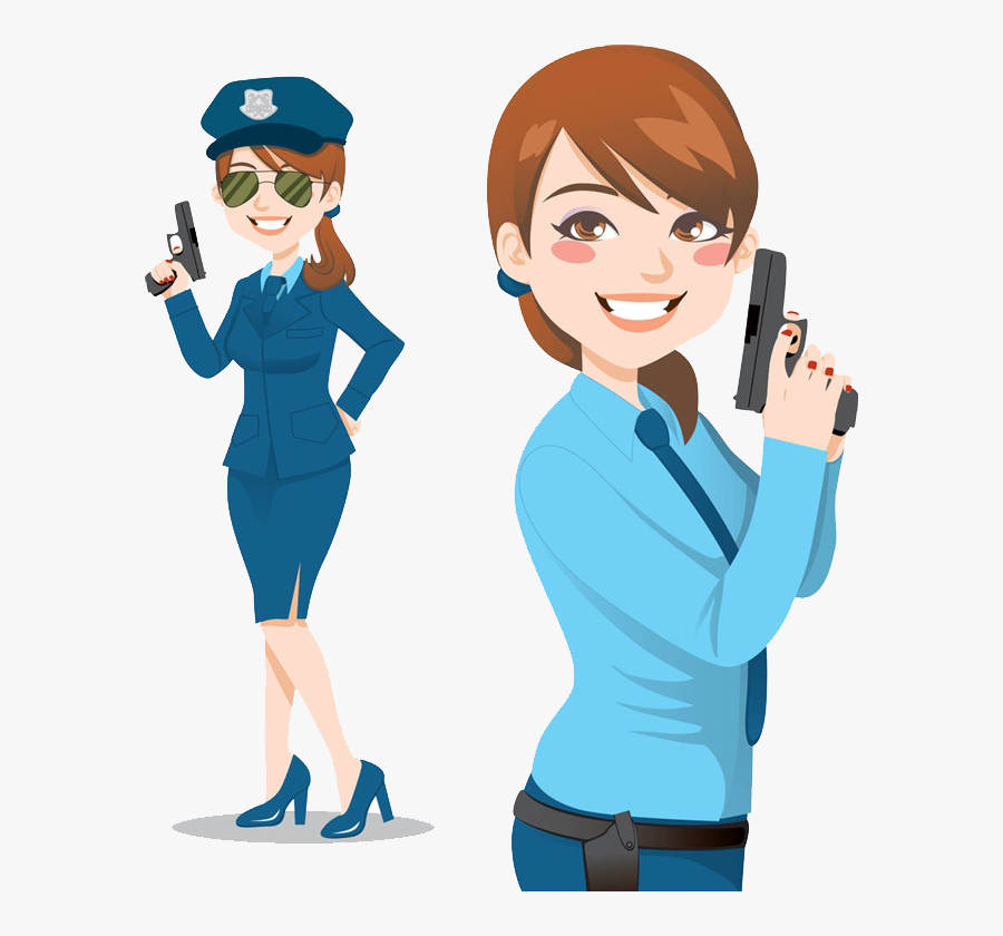 Banner Library Stock Policeman Clipart Flight Attendant - Cute Police Woman Cartoon, Transparent Clipart