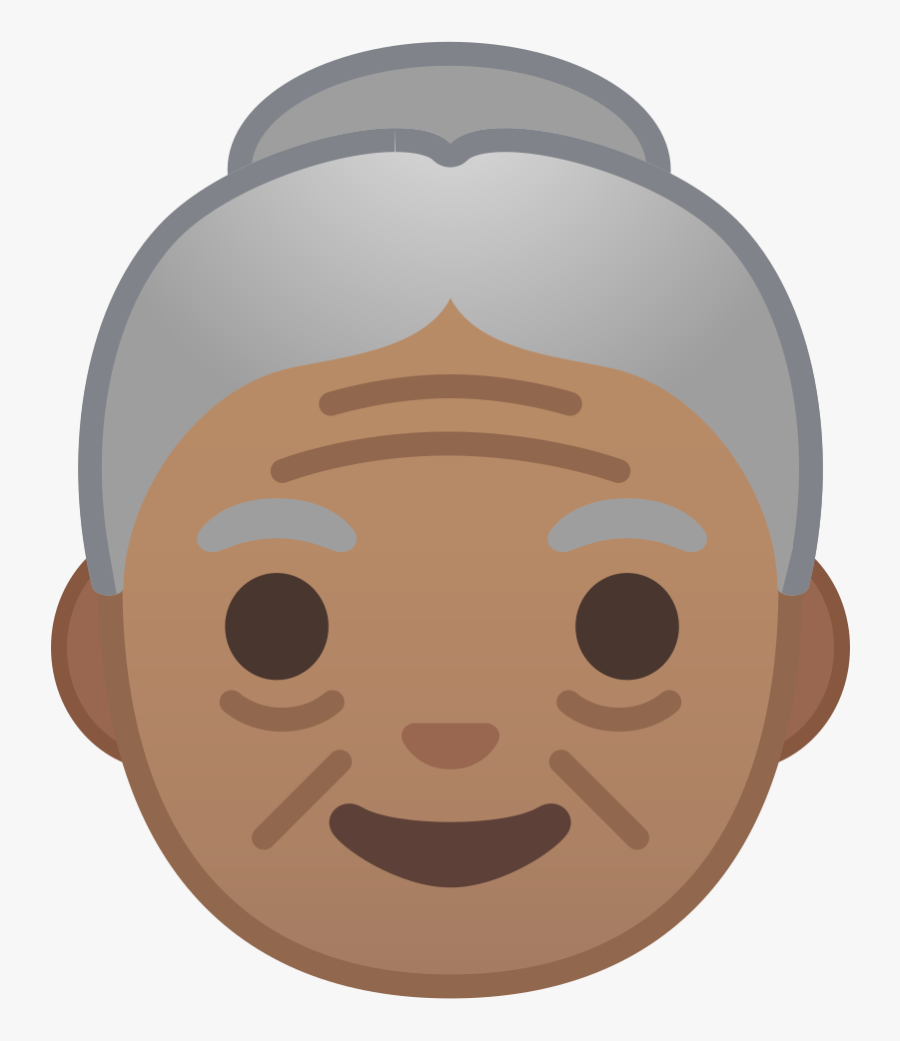 Medium Skin Tone Icon - Whatsapp Old Woman Emoji, Transparent Clipart