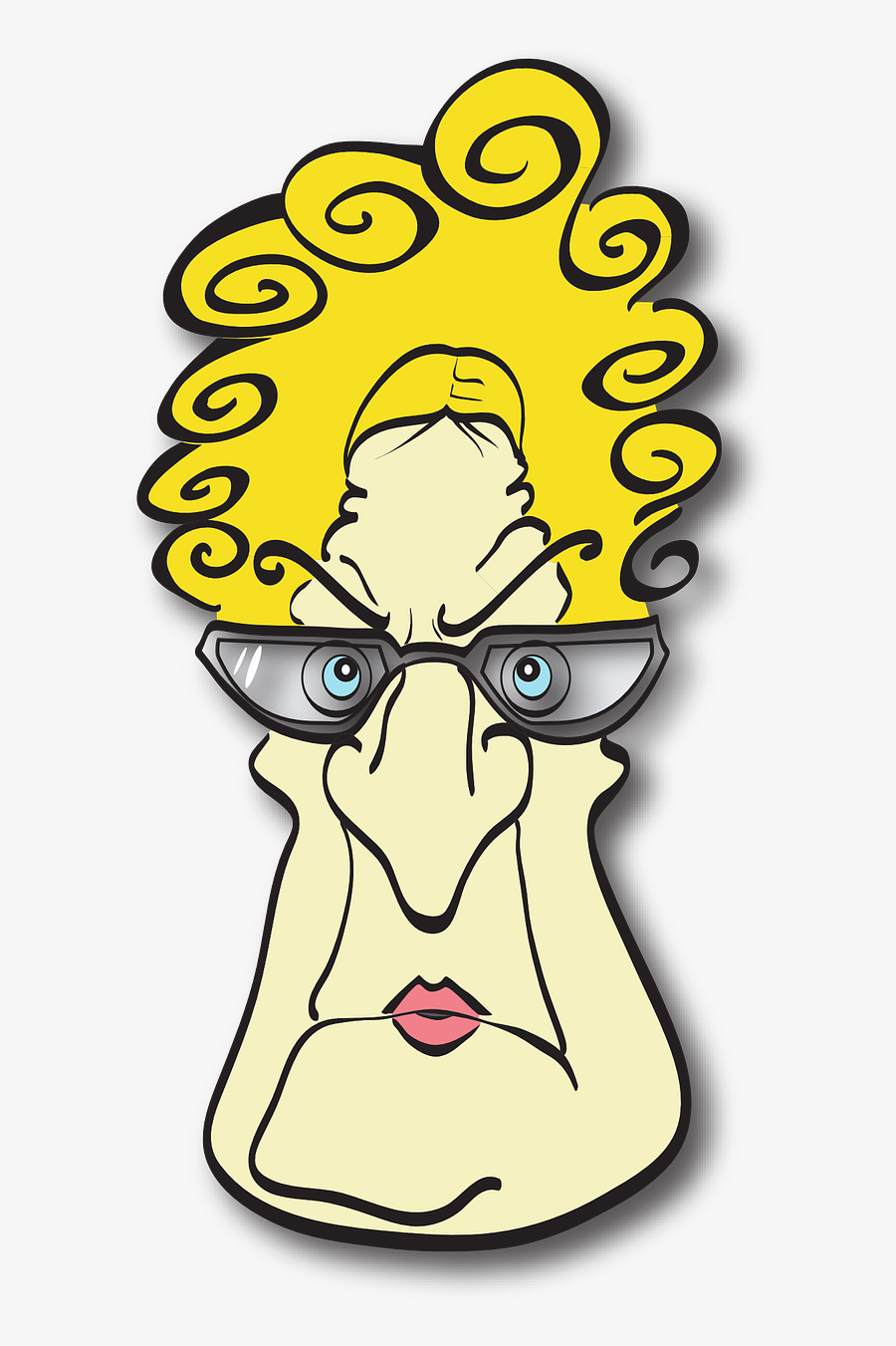 Old lady cartoon character with glasses