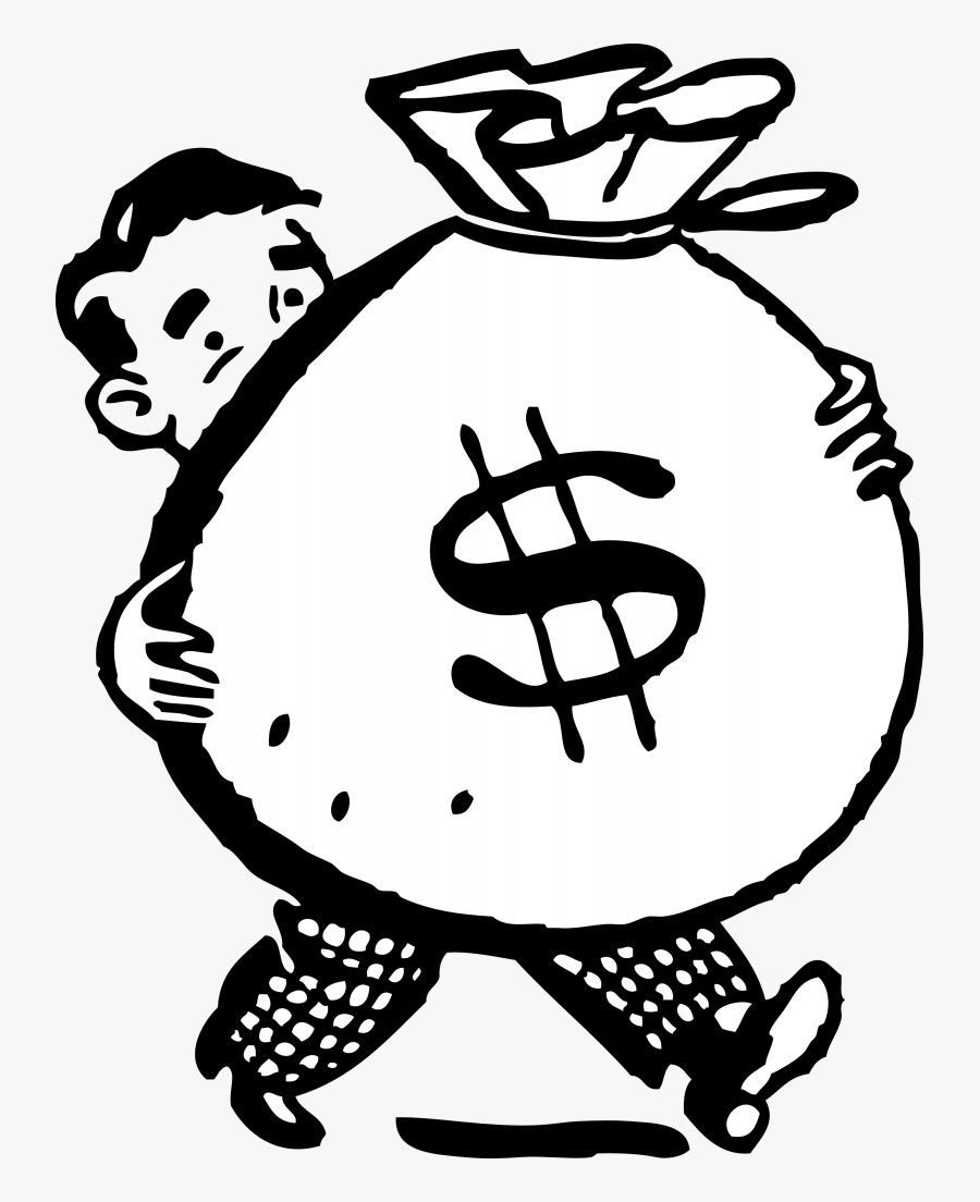 Bag Of Money Drawing At Getdrawings - Black And White Money Clipart, Transparent Clipart
