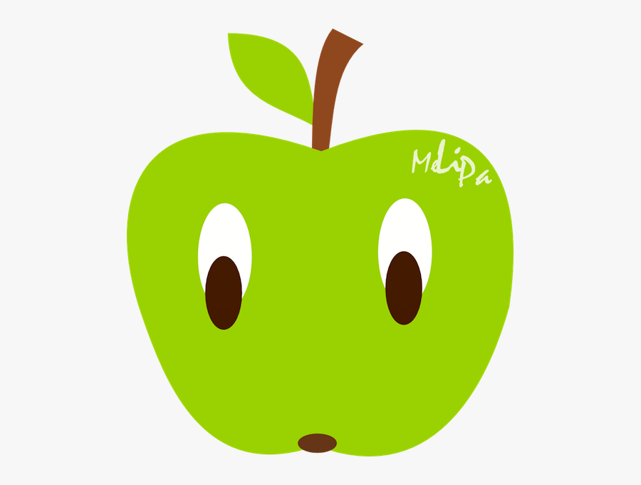 Apple Clipart Kawaii - Granny Smith, Transparent Clipart