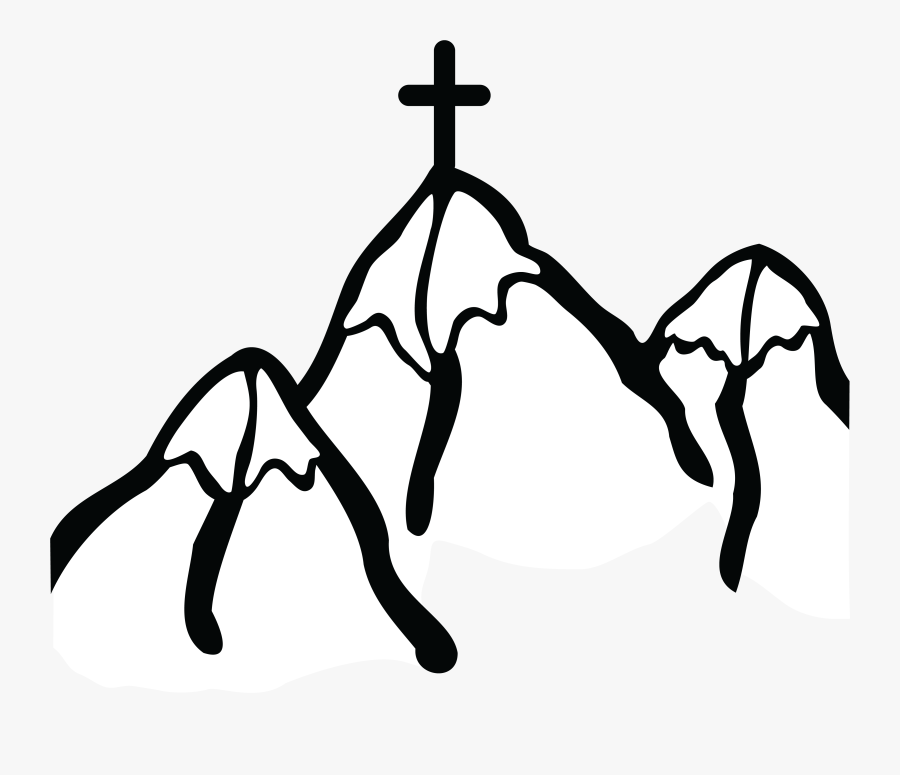 Free Clipart Of A Cross On Mountains - Cross On A Mountain Black And White, Transparent Clipart