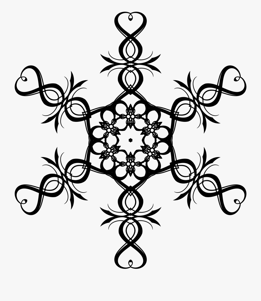 Detailed Snowflake Clipart - Christmas Clipart Black And White Vector Free, Transparent Clipart