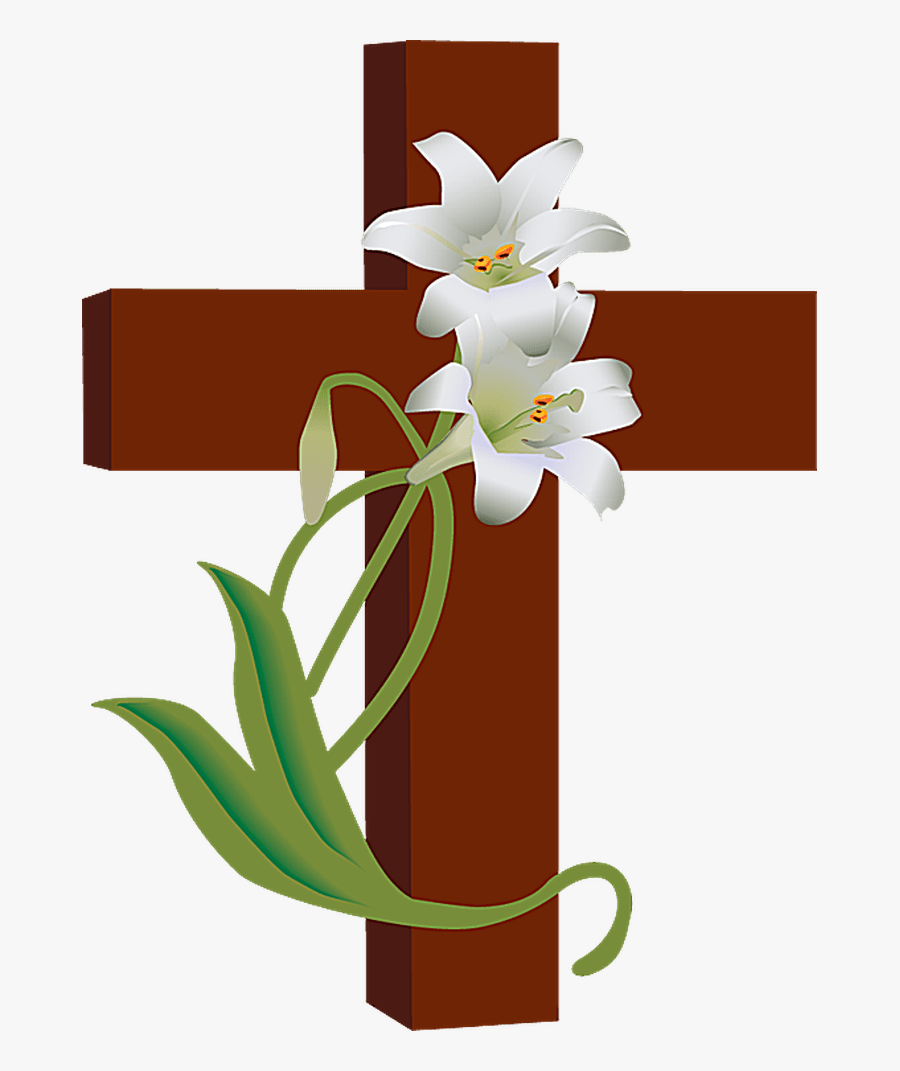 Free Easter Clipart Religious - Holy Cross With Flowers, Transparent Clipart