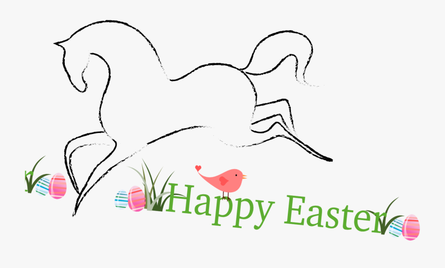 Easter Clipart Horse - Line Art, Transparent Clipart