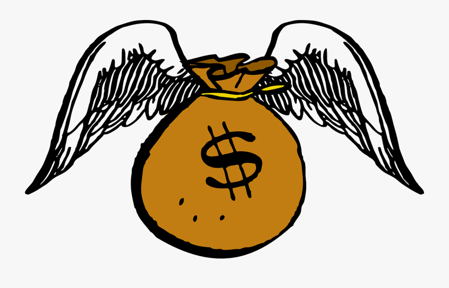 Money Clipart Blue - Money Bag With Wings, Transparent Clipart