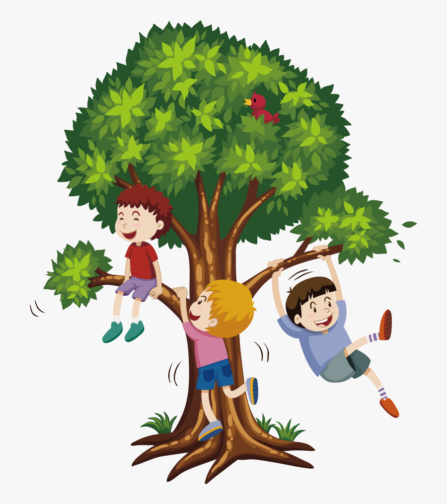 Clip Art Climb Tree Clipart - Boy Climbing Tree Cartoon, Transparent Clipart