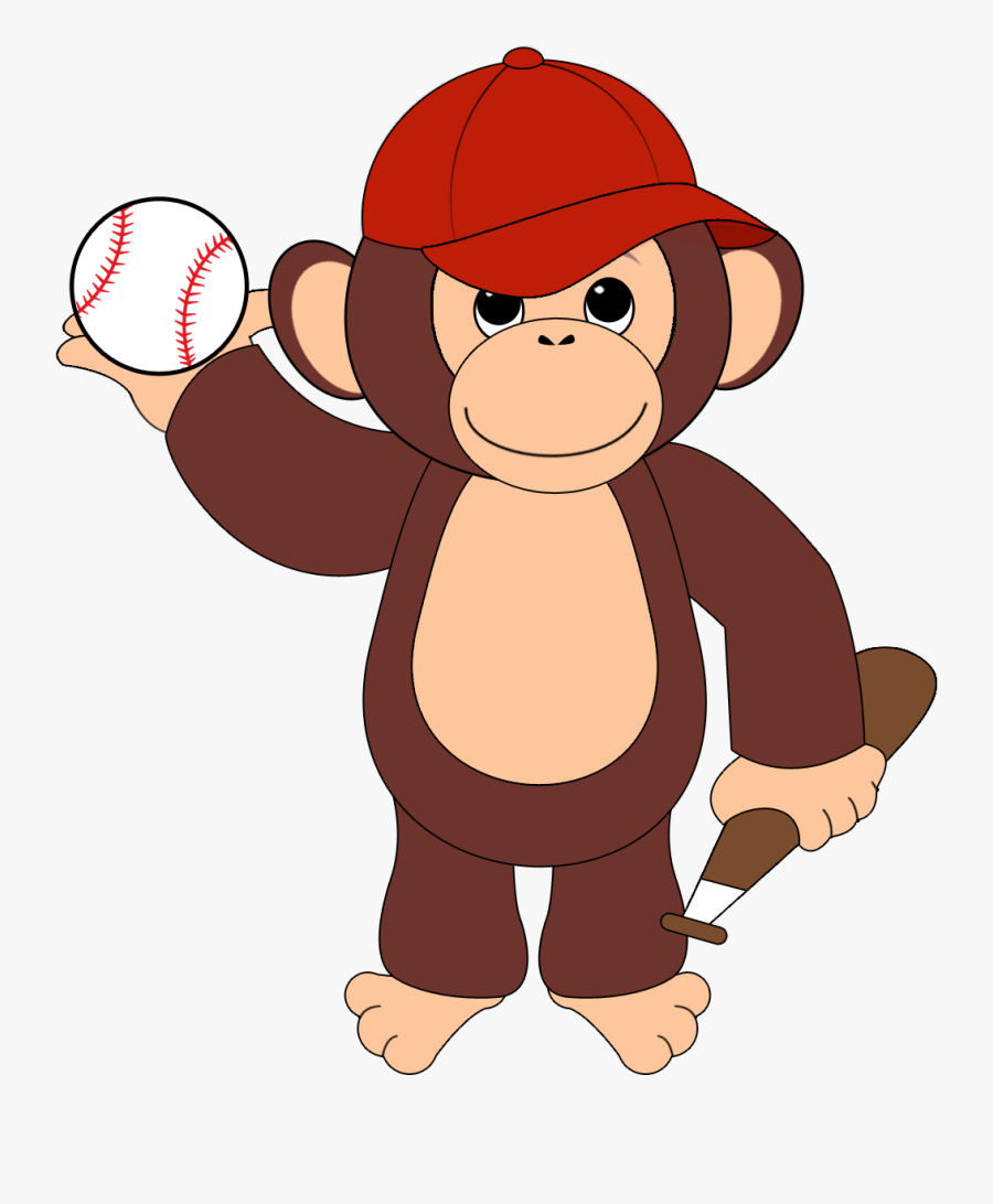 Monkey Scratching Back Clipart - Cartoon Monkey Playing Baseball, Transparent Clipart