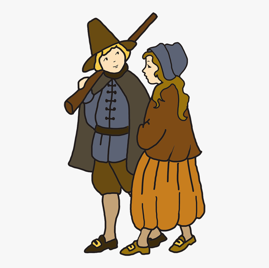 Thanksgiving Drawing Pilgrim Boy And Girl - Thanksgiving, Transparent Clipart