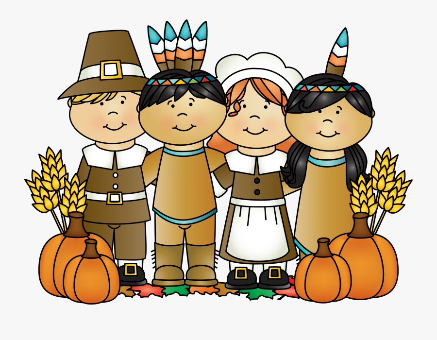 Thanksgiving Pilgrims And Indian, Transparent Clipart