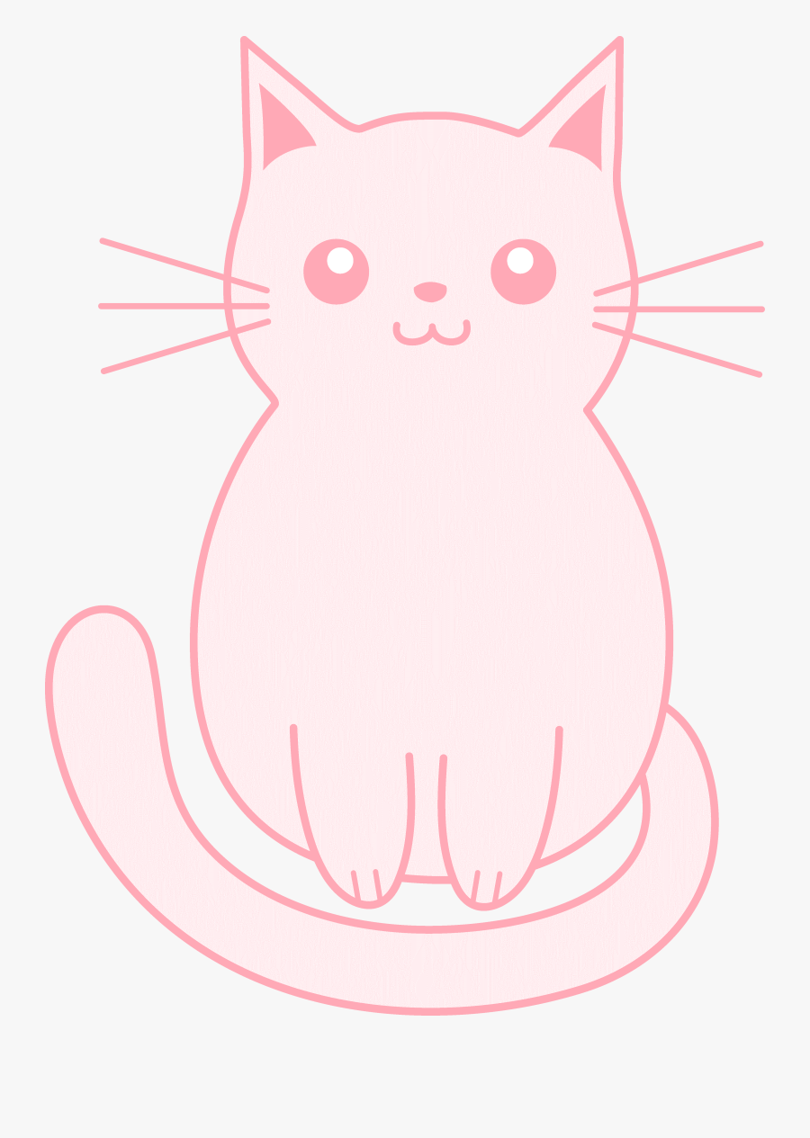 Cute Pink Cat Clipart - Cute Cat Clipart Pink, Transparent Clipart