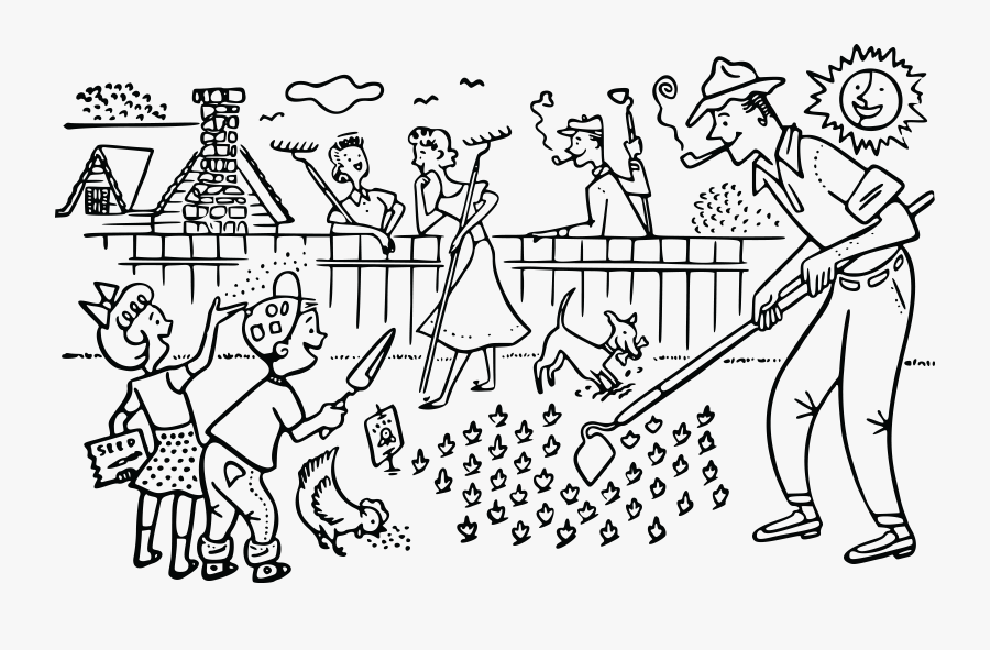 Transparent Garden Png - Garden Scene Clipart Black And White, Transparent Clipart