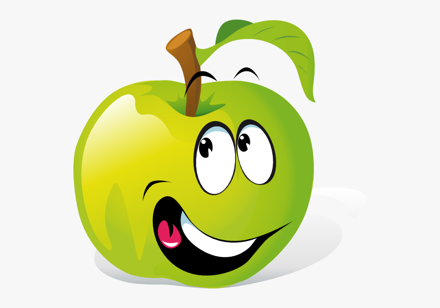 Cartoon Apple Svg Clip Arts - Fruits With Face Clipart, Transparent Clipart