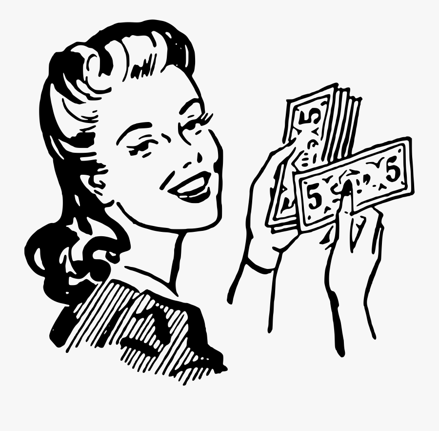 Woman With Money Clipart - Vintage Money Clip Art, Transparent Clipart