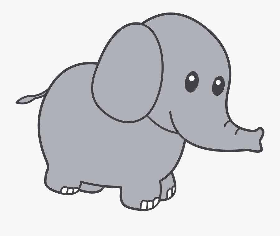 Elephant Clip Art Black And White - Elephant Clipart Cute, Transparent Clipart