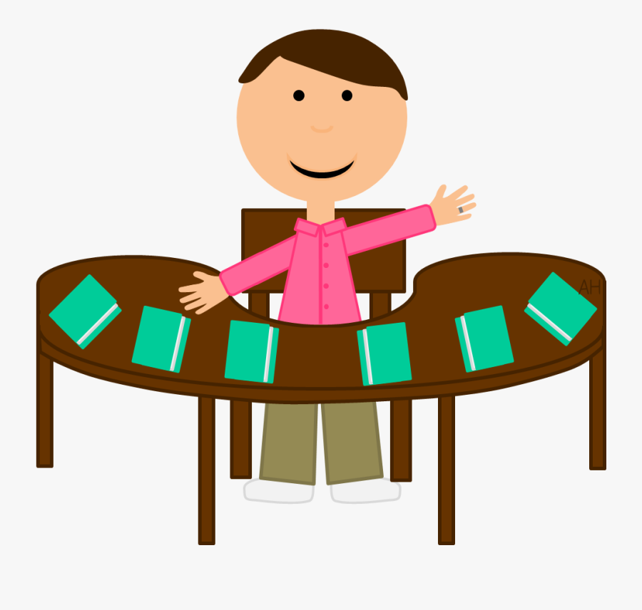 Reading Teacher Clipart - Teacher At Table Clip Art, Transparent Clipart