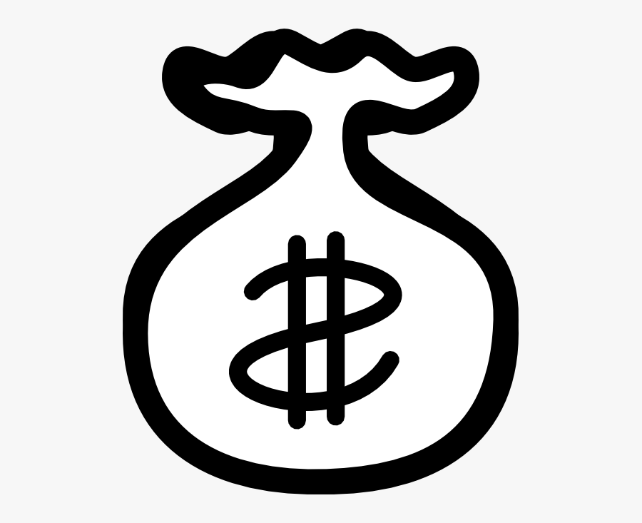 Money Bag Clip Art Black And White 2 Png - Money Bag Clipart White, Transparent Clipart