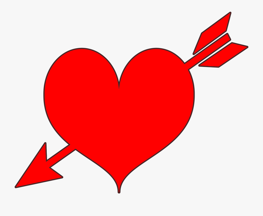 Clip Art Heart And Arrow Clip Art - Valentines Day Heart With Arrow, Transparent Clipart