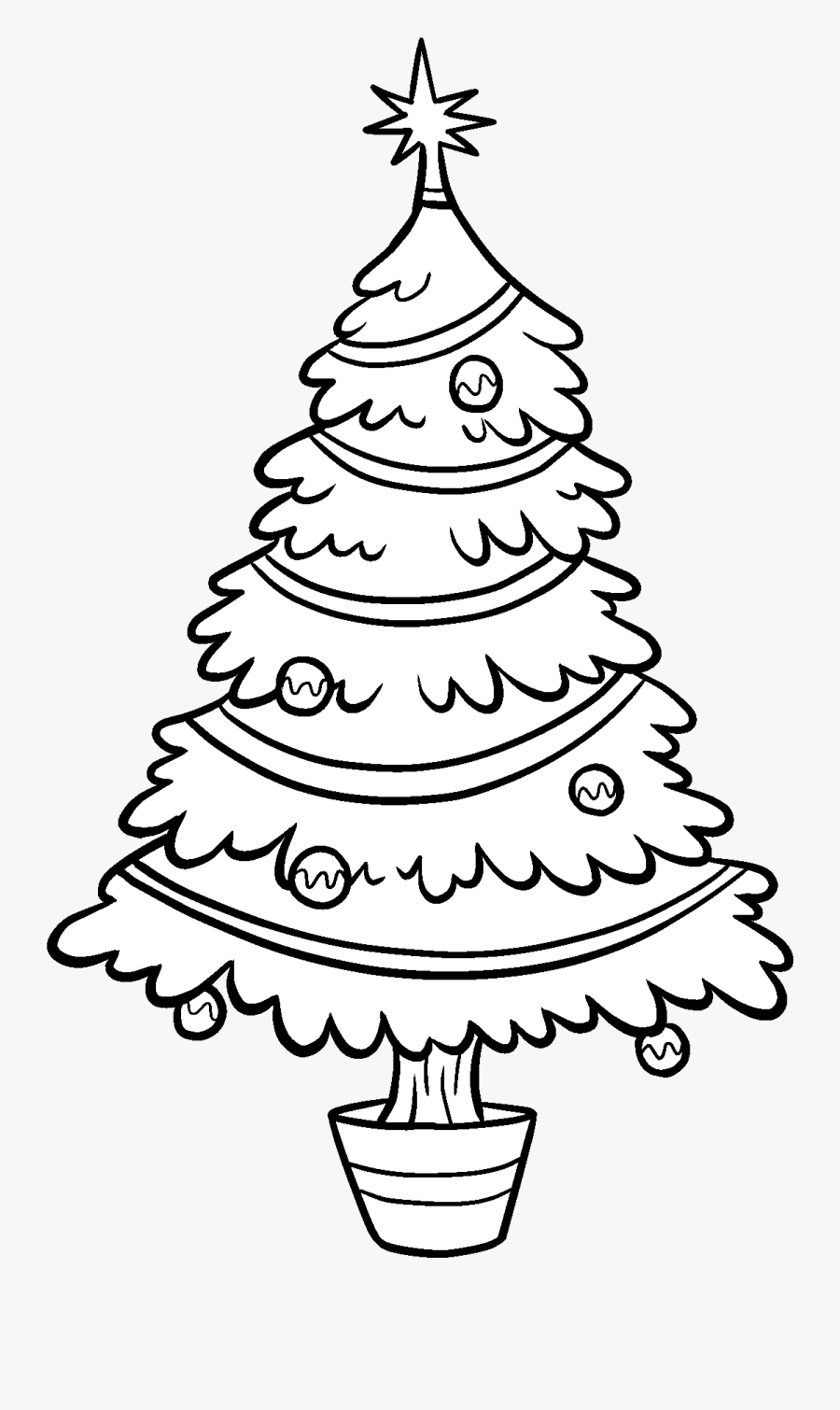 Christmas Tree Cartoon Outline - Just go Inalong