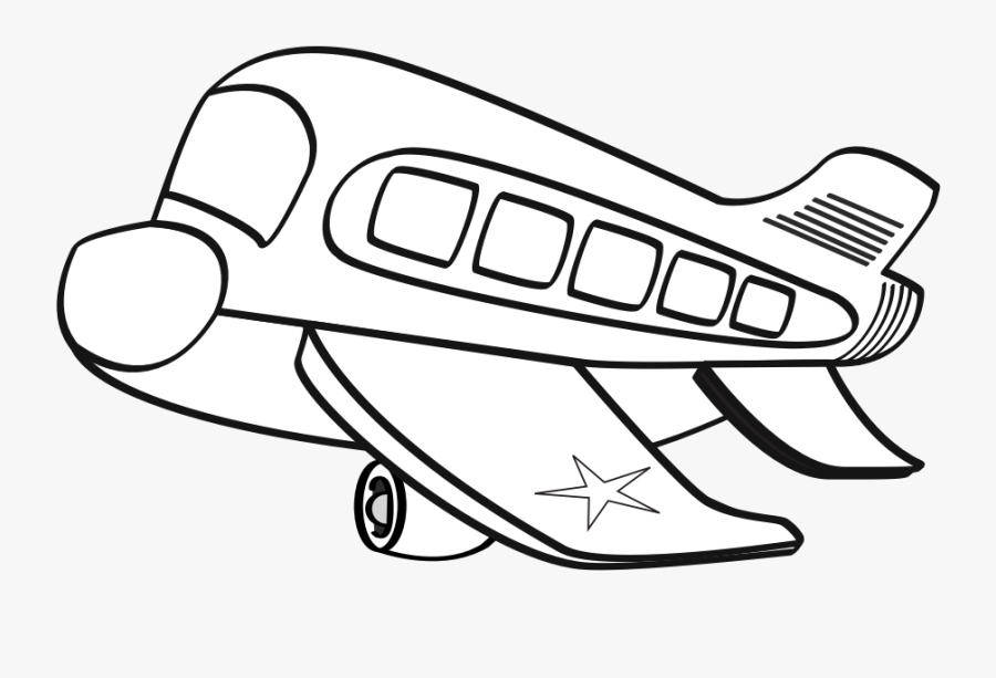 Airplane Clipart Colouring - Clip Art Black And White Airplane, Transparent Clipart